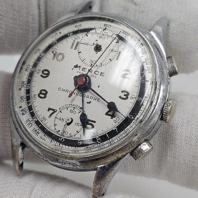 Scarce PIERCE Chronograph Vintage Mens Wrist Watch Mechanical Swiss Parts/Repair - Image 1 of 4