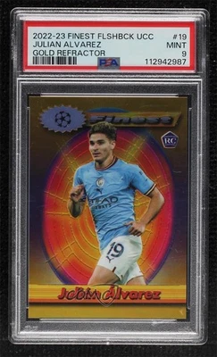 2022 Finest Flashbacks UEFA Gold Refractor 37/50 Julian Alvarez PSA 9 Rookie RC - Image 1 of 3