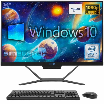 All in One Touch Screen i7 8th Gen 24" Windows 10 Pro 4GB 120GB Full HD PC - Image 1 of 4