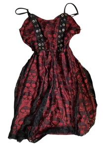 Red Gothic Skull Dress Missing Ribbon Size Small - Picture 1 of 4