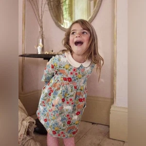 Mini Boden Girls Tunic Blouse 3-4Y Horse Pony Equestrian Floral Collar Flowers - Picture 1 of 9