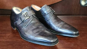MAGNANNI Marco II Monk Strap Dark Gray Leather Dress Shoes 13276 Size 10W - Picture 1 of 10
