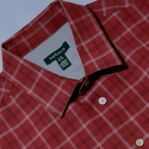 Van Heusen Red Plaid Men's Short Sleeve Large Shirt Excellent - Bild 1 von 7