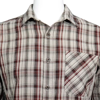 Рубашка мужская REI средняя с длинным рукавом клетчатая на пуговицах спереди повседневная для улицы - Изображение 1 из 4