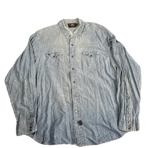 Ralph Lauren RRL Shirt Mens 2XL Blue Denim Pearl Snap Button Up Double RL Cowboy - Picture 1 of 13