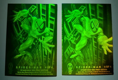 Two 1994 Fleer Marvel The Amazing Spider-Man Holograms Green Spider-Man #4 - Image 1 of 4
