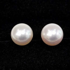 MIKIMOTO Akoya pearl 7.5mm K18YG earrings with box mikimoto japan - Picture 1 of 7