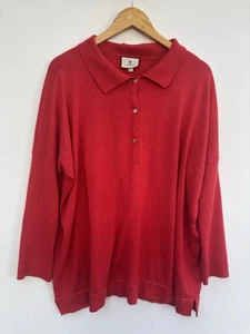 Tuckernuck Clayton Long Sleeve Sweater Knit Red Polo XL XXL Linen Blend - Picture 1 of 5