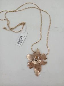 J.Jill Statement Necklace Crystal Petals Gold Tone Chain Womens Jewelry NWT - Picture 1 of 4