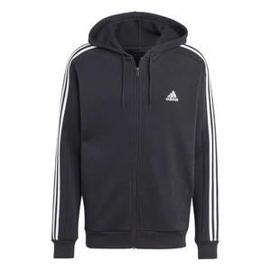 adidas Essentials Fleece 3 Stripes Full Zip Herren Hoodie schwarz ib4029-black - Bild 1 von 2