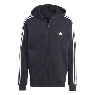 Adidas Essentials Fleece 3 Stripes Full Zip Men's Hoodie Black ib4029-black - Image 1 of 2