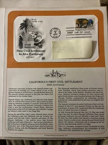 First Day of Issue Souvenir Page First Civil Settlement California 1977 Stamp - Picture 1 of 1