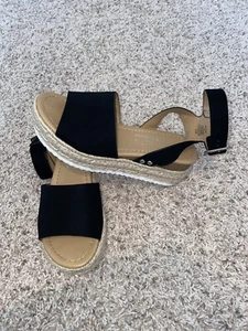 Suede Black Braided Detail Espadrille Platform Size 5.5 NEW - Picture 1 of 7