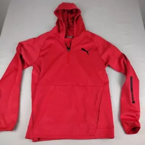 Puma Hoodie Mens Small S Red Quarter Zip Jacket Hooded Dry Moisture Wicking - Picture 1 of 14