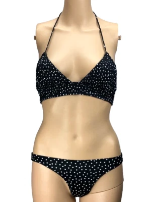 JUEGO DE TRAJE DE BAÑO VICTORIAS SECRET TOP DE BIKINI XS + PARTE INFERIOR DE BIKINI XS NEGRO LUNARES Foto 1 de 3