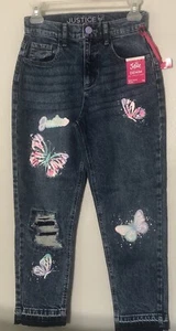 JUSTICE Girls MINI MOM JEAN Butterfly SOFT Stretch COMFY Size 14 NEW NWT - Picture 1 of 5