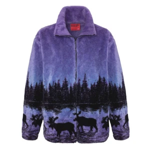 Black Mountain Twilight Moose Ultra Plush Fleece Jacket New  Sm - 3X - Picture 1 of 2