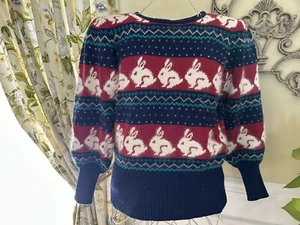 Ultimate Vintage Maglione anni '80 Angora Coniglio Spalle Spalle Piccole WOW! - Foto 1 di 2