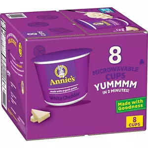 Annie'S White Cheddar Microwave Mac & Cheese with Organic Pasta, 8 Ct, 2.01 OZ C - Picture 1 of 12