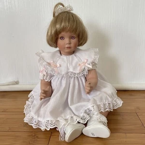 Danbury Mint Porcelain Collector's Sitting Doll by Susan Wakeen - pink eyes - Picture 1 of 17