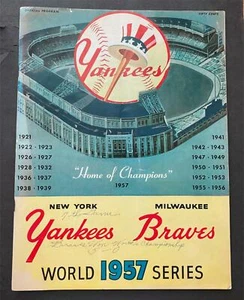1957 World Series Program Game #7 Signed by Hank Aaron HOF-Steiner Sports - Picture 1 of 7