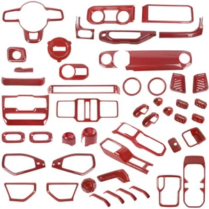 Red Carbon Fiber Interior Panel Decor Trim Cover for Jeep Wrangler JL JT 2024+ - Picture 1 of 38