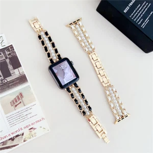 Luxury Pearl Bracelet Women Band for Apple Watch 10 9 8 7 6 SE 41/42/44/45/46mm - Picture 1 of 22
