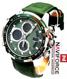 New NAVIFORCE Green Military Luxury Sports Analogy Digital Duel Display 9197 Box - Picture 1 of 10