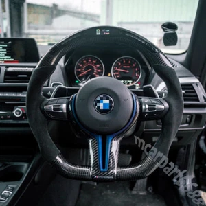 Volante Alcantara + LED de fibra de carbono para BMW M! M2 M3 M4 M5 M6 X5 X6 X1 F10 - Imagen 1 de 13