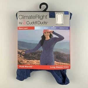 Cuddl Duds Climate Right 2XL Blue Long Sleeve Crew Base Layer Stretch Plush - Picture 1 of 3