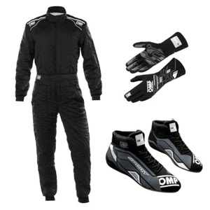 OMP SPORT Conductor CONJUNTO Traje Zapatos Guantes Paquete Rally Carreras FIA NEGRO XS-XXL 37-46 - Imagen 1 de 1