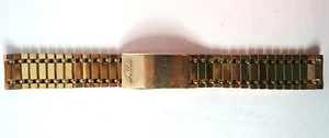 VINTAGE MENS GOLD TONE MIDO BRACELET BAND PAT.NO.1022950 6 1/8" LONG 18MM - Picture 1 of 5