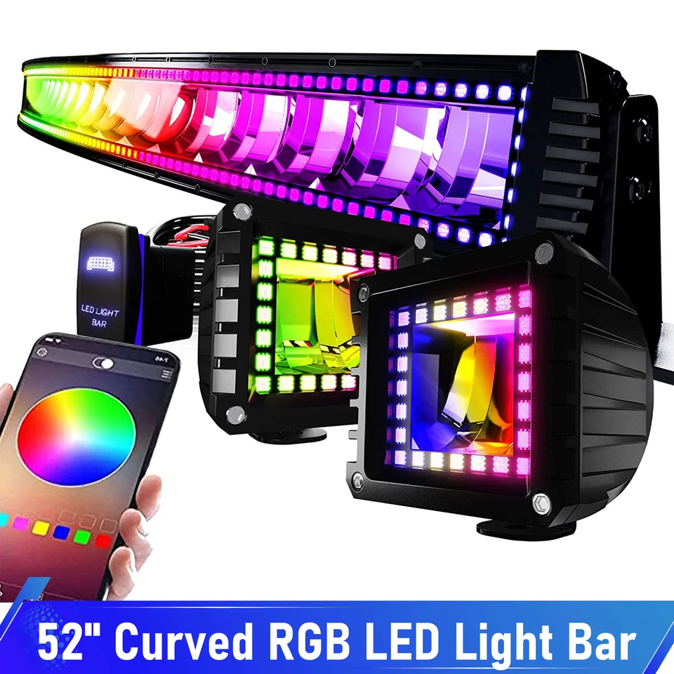 52-дюймовая светодиодная световая панель RGB Color Chasing Halo Ring для внедорожников Chevy - Изображение 1 из 4