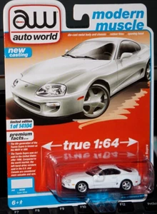 1993-1998 Toyota Supra White Opening Hood 1/64 Limited Edition JDM Auto World - Imagen 1 de 1