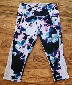 Bebe Sport Capri Legging Multi Color Workout pants High Waist Mesh Size Large - Picture 1 of 8