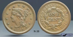 1851 N-38, Braided Hair Large Cent, Very Fine Condition, Ryan's Rare Coins C8035 - Picture 1 of 1
