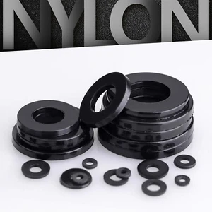 NYLON WASHERS FORM A FLAT PLASTIC BLACK M2,2.5,3,4,5,6,8,10,12,14,16,18,20,22,24 - Picture 1 of 61