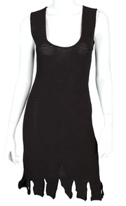 Vestido Vaina BOTTEGA VENETA SALON 01 Marrón Oscuro Algodón Crochet Tejido Flecos S - Imagen 1 de 6