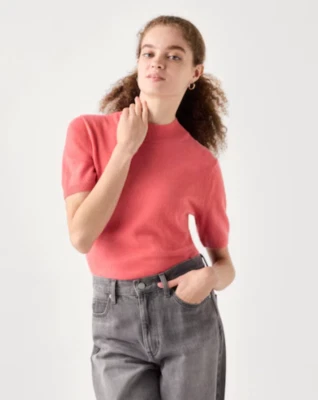 NUEVO Suéter Uniqlo Naranja Cachemira Cuello Simulado Media Manga | Para Mujer Talla M Foto 1 de 3