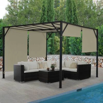 Pergola Baia, Garten Pavillon, 6cm-Stahl-Gestell + Schiebedach, taupe-beige - Bild 1 von 4