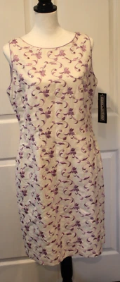 VESTIDO SIN MANGAS JESSICA HOWARD BLANCO ROTO CON BORDADO DE LAVANDA FORRADO TALLA 12 NUEVO CON ETIQUETAS Foto 1 de 4