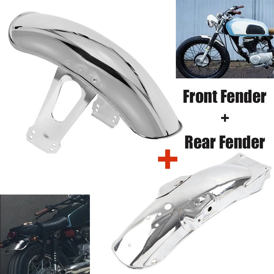 Protector contra salpicaduras de guardabarros delantero y trasero cromado retro para Honda GN125 Foto 1 de 4