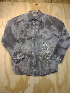 Eighty Eight Button Up Long Sleeve Collard Black Embellished Men's Sz Large Punk - Picture 1 of 8