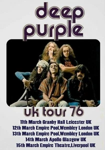 DEEP PURPLE UK TOUR 1976 POSTER  A4-A3-A2 SIZES - Picture 1 of 1