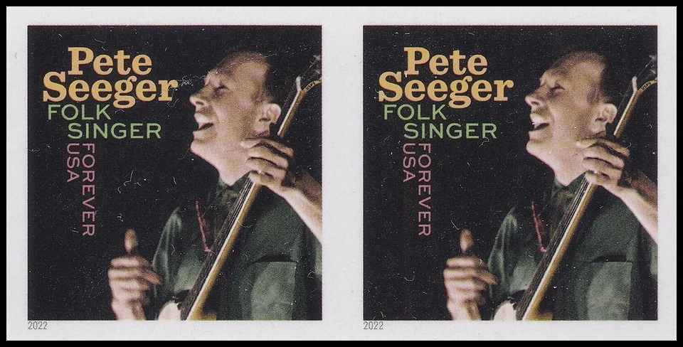 US 5708a Music Icons Pete Seeger imperf NDC horz pair MNH 2022 - Image 1 of 1