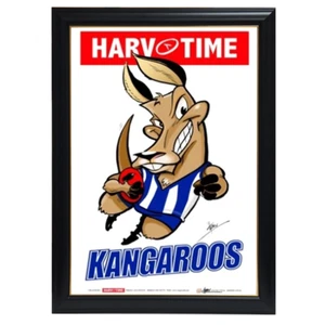 North Melbourne Kangaroos, Mascot Print Harv Time Print Framed - Picture 1 of 1