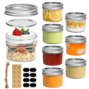 Mini Mason Jars 4oz - 8 Pack, Regular Mouth Mason Jar with Lids and Seal Band... - Picture 1 of 9