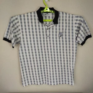 Slazenger Stonewolf Golf Polo Men's Size Large 100% cotton Vintage Micro Plaid - Picture 1 of 8