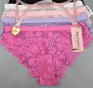 Juicy Couture Gr. M Cheeky Panty All Lace Set/5 Höschen verschiedene Farben Neu mit Etikett - Bild 1 von 9