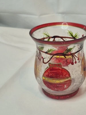 Adornos de Navidad de vidrio crujiente transparente soporte votivo vela de vacaciones Foto 1 de 4